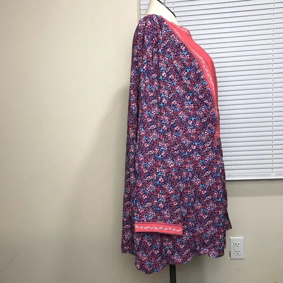 Woman Within Tunic Top Women’s Size 5X Color Orange Floral Long Sleeve’s Notched - Picture 2 of 14